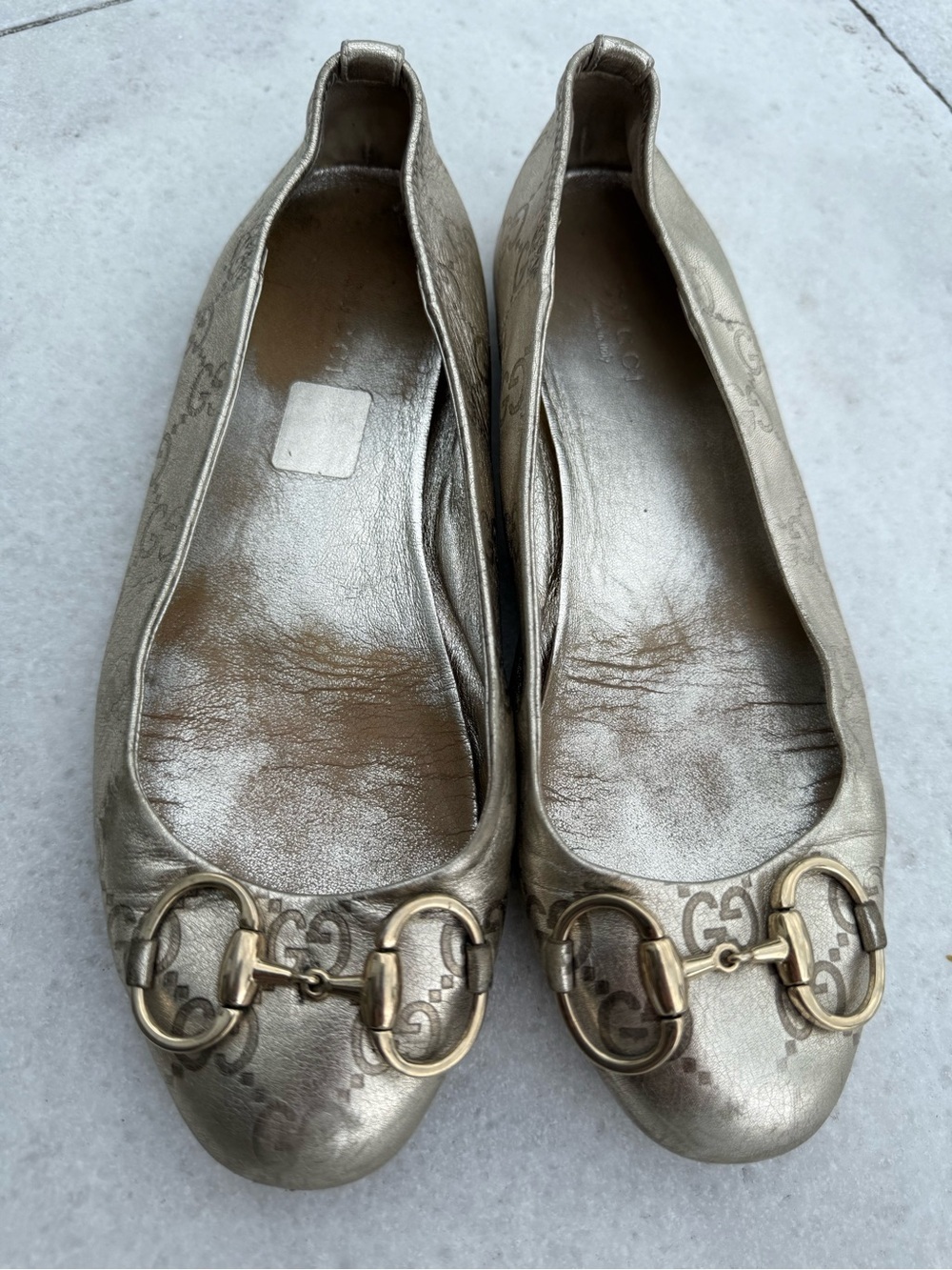 Gucci Metallic Gold Ballerina Shoes womens Size 35.5 - Picture 14 of 16